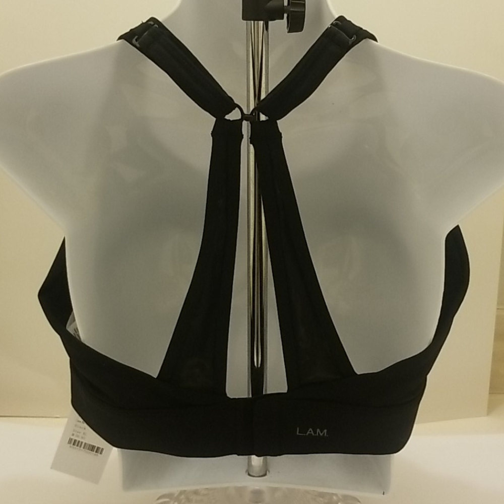 NEW L.A.M. Black Convertable Sports Bra XL